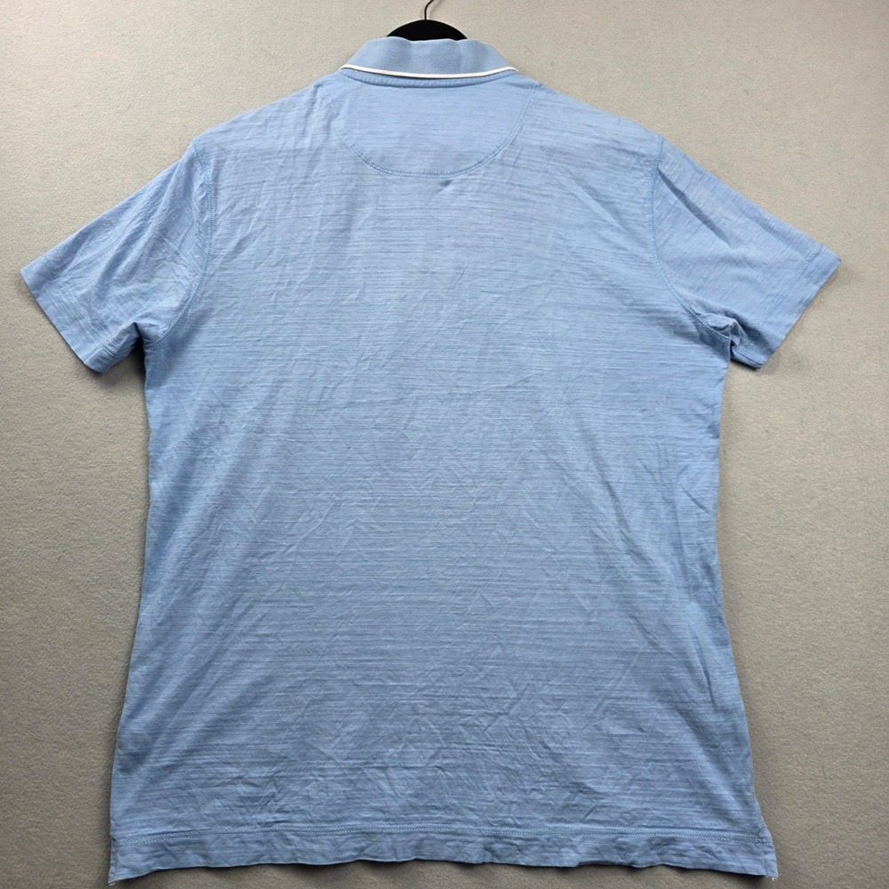 Hugo Boss Mens Light Blue Slub Knit Polo Shirt Regular Fit Short Sleeve Size L - Picture 5 of 8